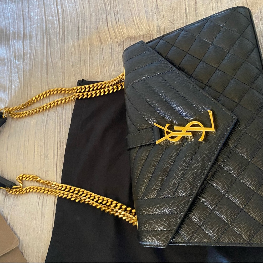 Authentic YSL medium shoulder envelope black